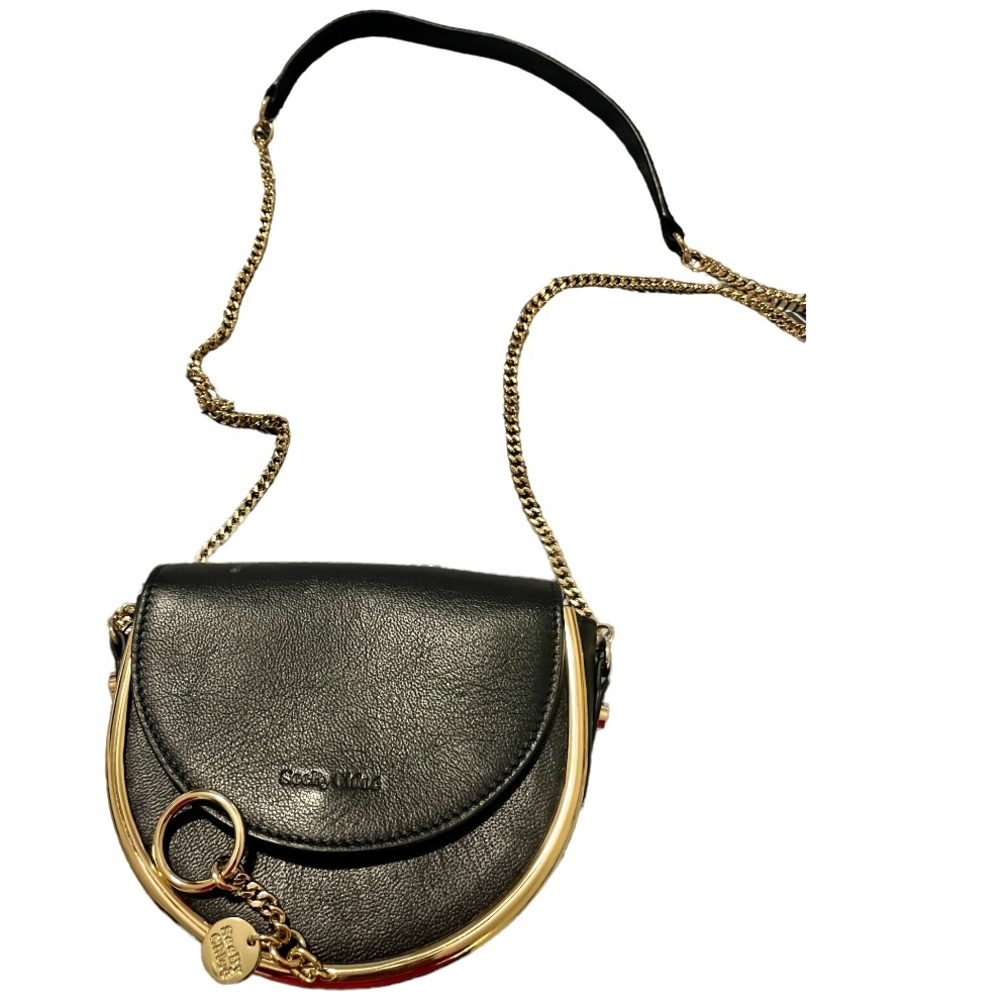 See by Chloe Mara embellished textured-leather shoulder bag